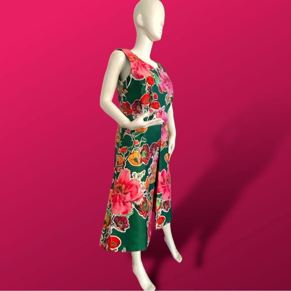 Talbots Green Floral Fit & Flare A-Line Dress - Size 8 - Picture 3 of 15